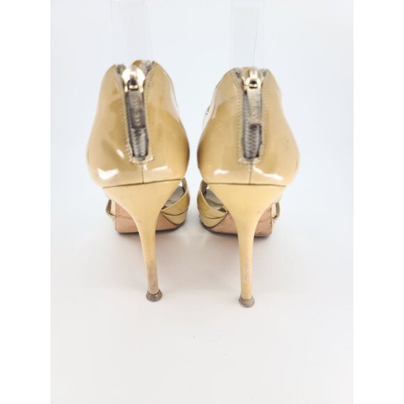 Jimmy Choo Vintage Yellow Cuff Open Toe Stiletto Heels Size 38.5 Retail $850 - Picture 5 of 7